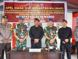 Laksanakan Apel Siaga 3+1, Kalapas Maros Sampaikan Pentingnya Sinergitas Antar APH