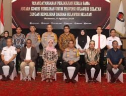 KPU Sulsel dan Polda Sulsel Tandatangani MoU untuk Dukung Suksesnya Pilkada Serentak 2024