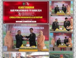 Lapas IIA Parepare Dan Kantor Imigrasi Kelas II TPI Parepare Gelar Upacara Bersama Peringatan Hari Pengayoman Ke-79 Tahun 2024.