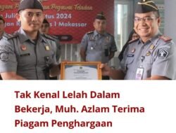 Pegawai Teladan di Rutan Kelas I Makassar, Muh. Azlam, Terima Penghargaan atas Dedikasi dan Kerja Keras