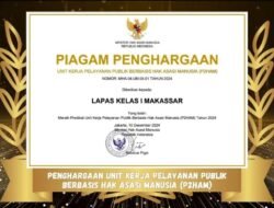 Lapas Makassar Raih Penghargaan P2HAM di Puncak Peringatan Hari HAM Sedunia 2024