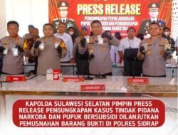 Kapolda Sulawesi Selatan Pimpin Konferensi Pers Pengungkapan Kasus Narkoba dan Penyalahgunaan Pupuk Bersubsidi